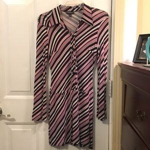 Bebe Long Sleeve Retro Style Dress SZ S 👗💃🏻🔥💋